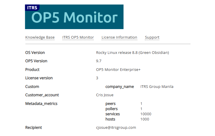 OP5 License validity in terms of allocation