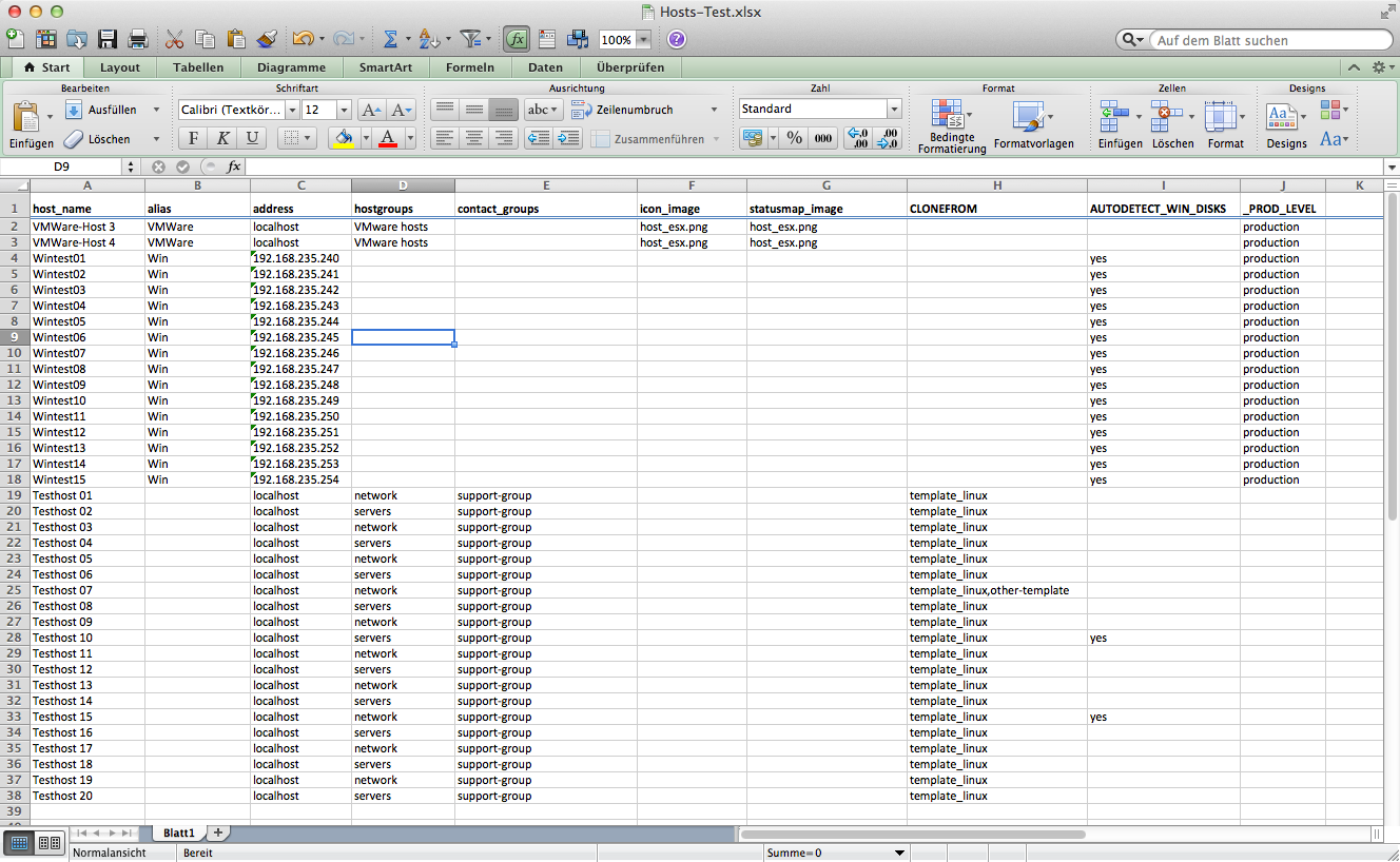 OP5 Monitor - How to import hosts via Excel with service objects cloning and auto-detection of disks.