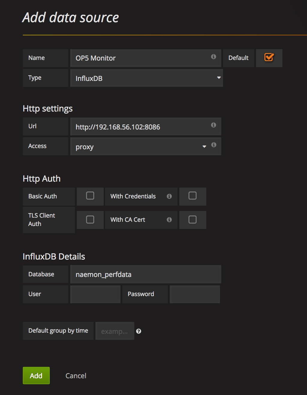Grafana Data Source Setup