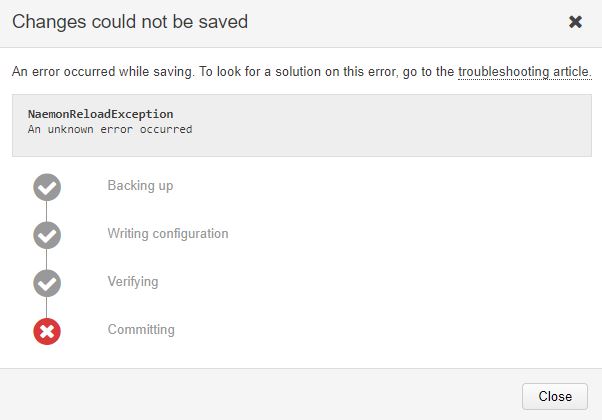 OP5 Monitor - Configuration changes cannot be saved